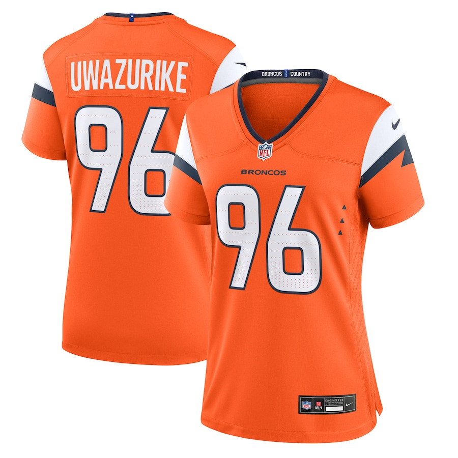 Eyioma Uwazurike 96 Denver Broncos Women Team Game Jersey - Orange Js8695