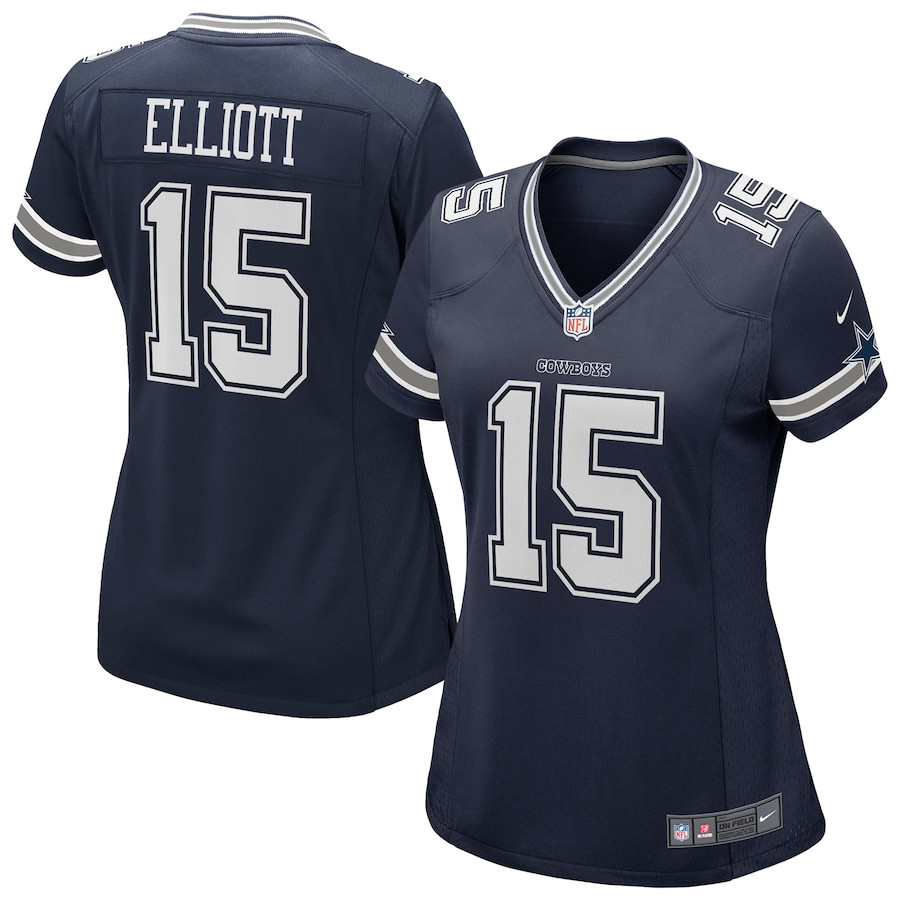 Ezekiel Elliott 15 Dallas Cowboys Women's Game Jersey - Navy Js3618
