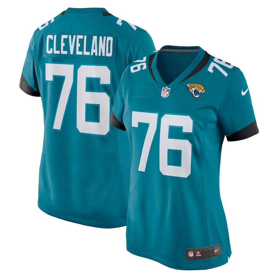 Ezra Cleveland 76 Jacksonville Jaguars Women Game Jersey - Teal Js5148