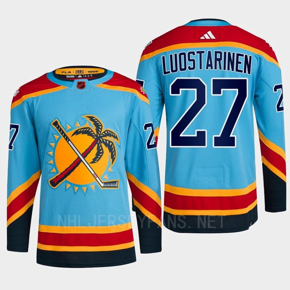 Florida Panthers 2022 Reverse Retro 2.0 Eetu Luostarinen 27 Blue Primegreen Jersey Men's