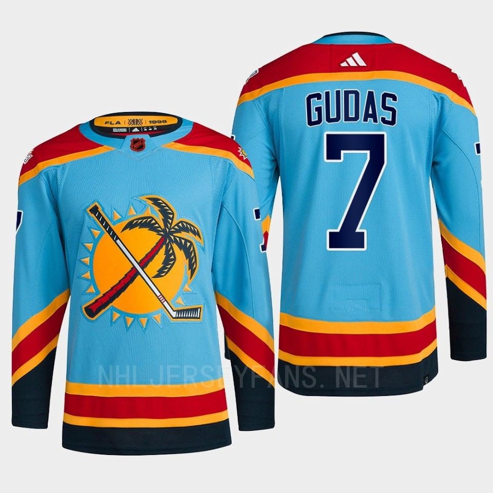 Florida Panthers 2022 Reverse Retro 2.0 Radko Gudas 7 Blue Primegreen Jersey Men's