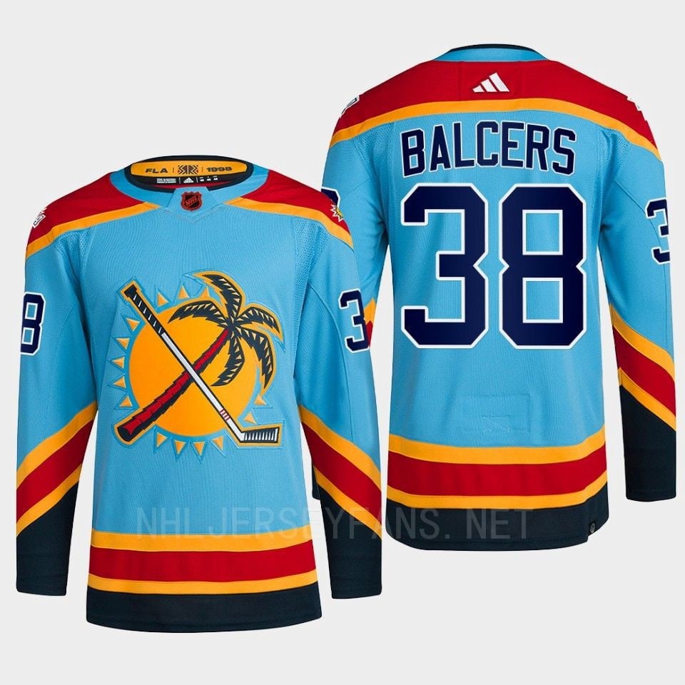 Florida Panthers 2022 Reverse Retro 2.0 Rudolfs Balcers 38 Blue Primegreen Jersey Men's