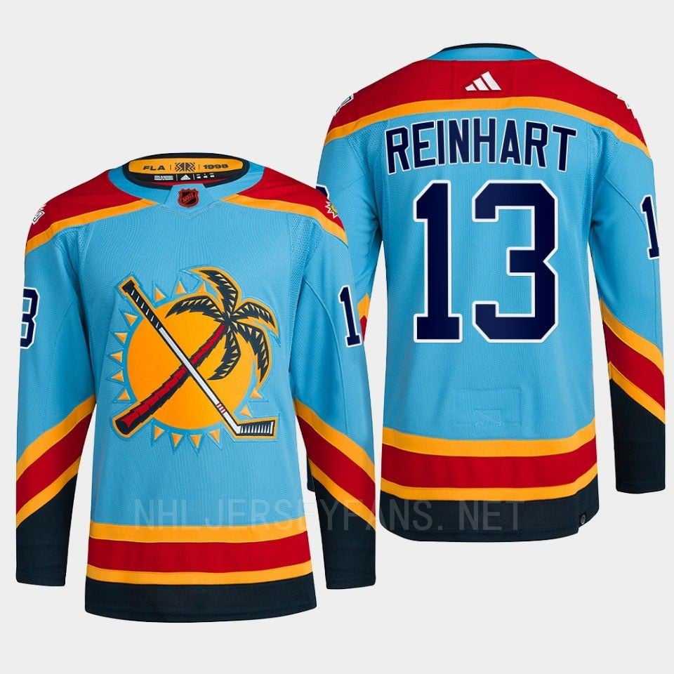 Florida Panthers 2022 Reverse Retro 2.0 Sam Reinhart 13 Blue Primegreen Jersey Men's