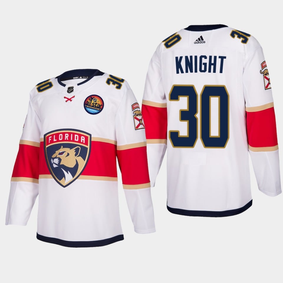 Florida Panthers Spencer Knight 30 2023 All-star Patch Away White Jersey