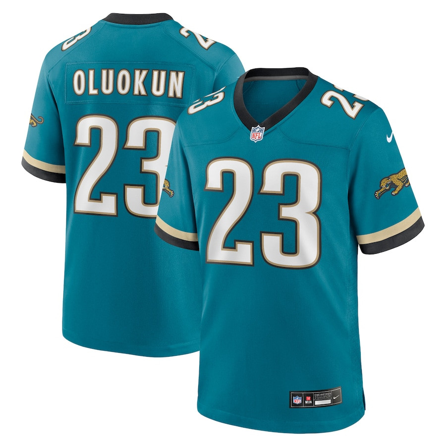 Foye Oluokun 23 Jacksonville Jaguars Prowler Throwback Player Game Men Jersey - Teal Js2957