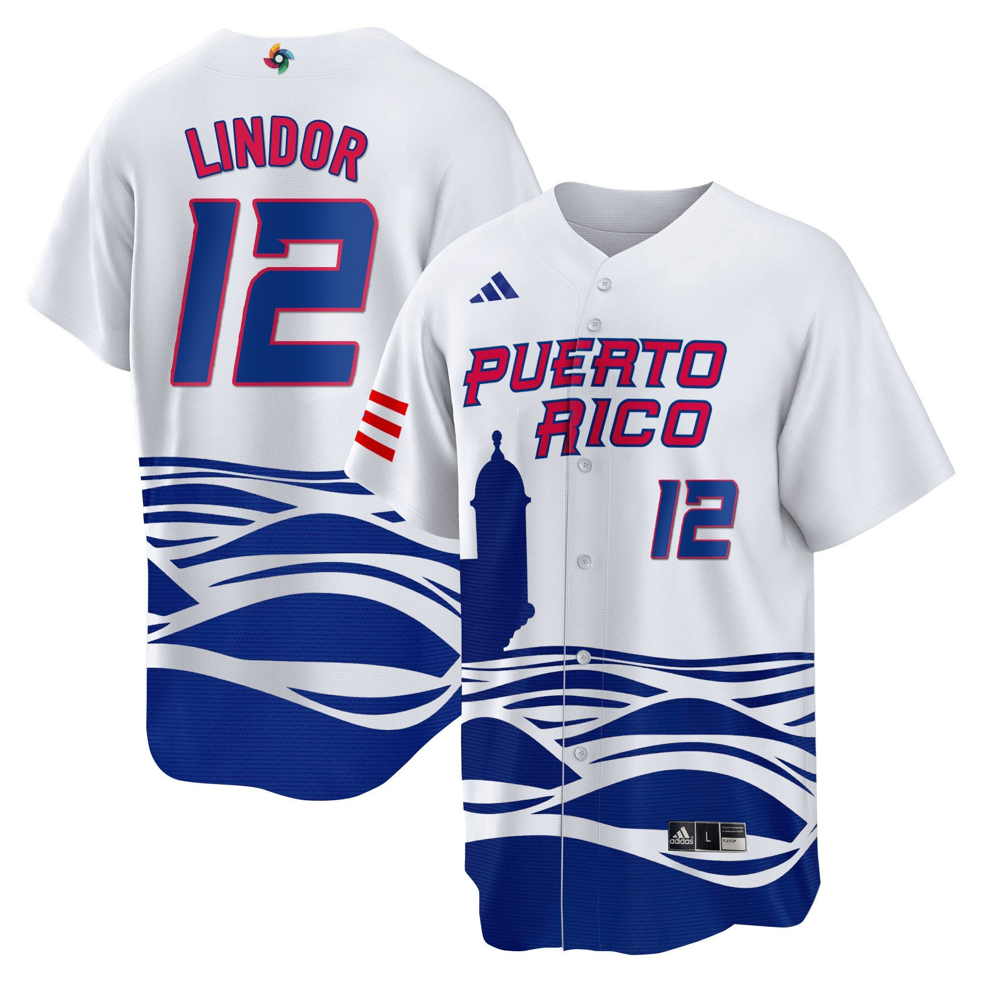 Francisco Lindor 12 Puerto Rico 2023 World Baseball Classic Baseball Men Jersey - White