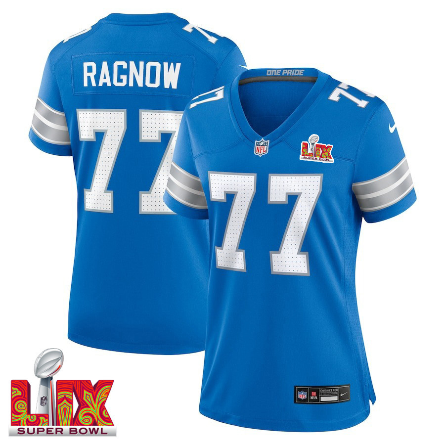 Frank Ragnow #77 Detroit Lions Super Bowl Lix Women's Jersey - Blue Js8051