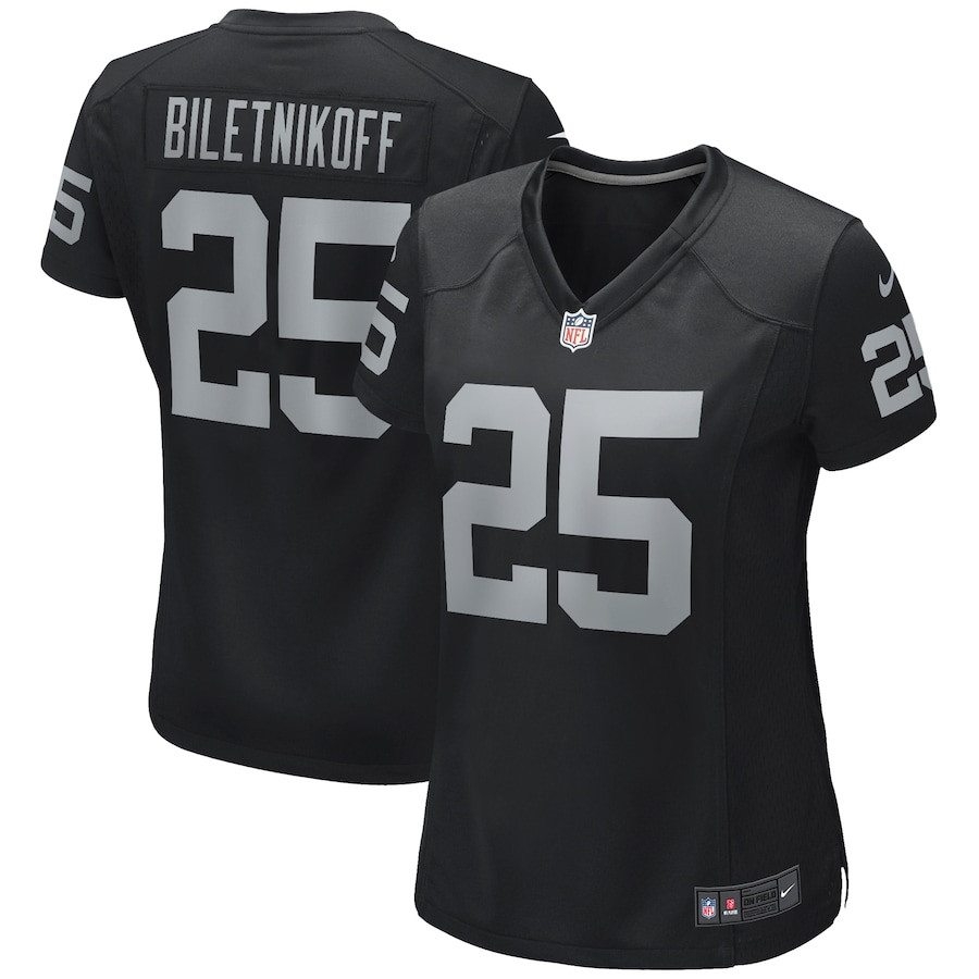 Fred Biletnikoff 25 Las Vegas Raiders Women Game Retired Jersey - Black Js8320