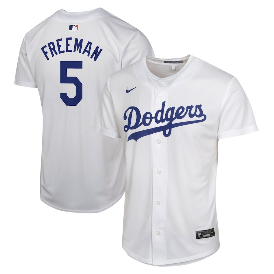 Freddie Freeman 5 Los Angeles Dodgers Home Game Player Youth Jersey - White