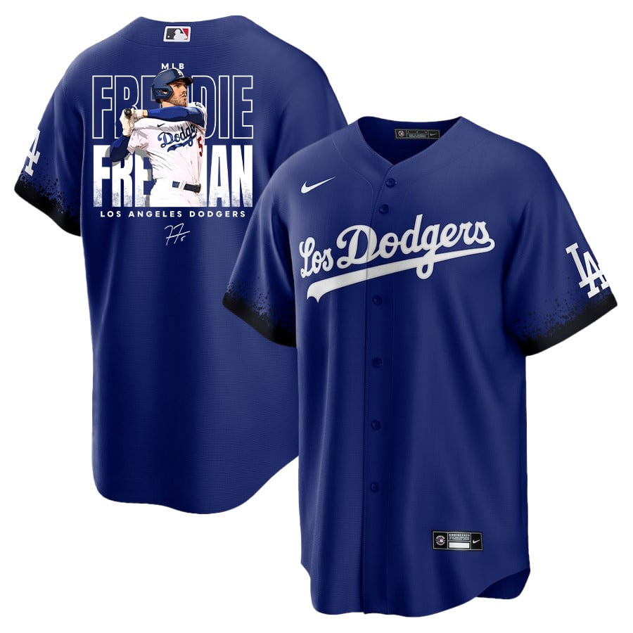 Freddie Freeman 5 Los Angeles Dodgers Signed Home Run 2023 City Connect Player Men Jersey - Royal