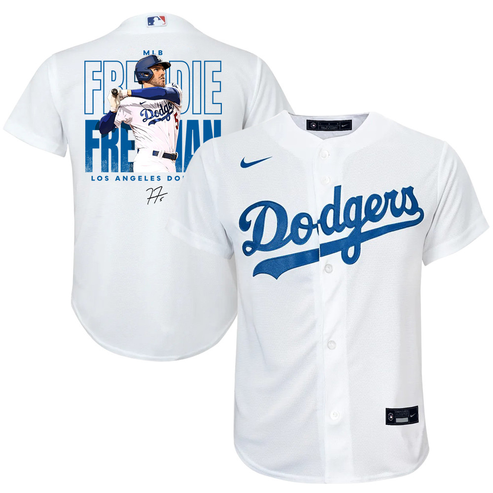 Freddie Freeman 5 Los Angeles Dodgers Signed Home Run 2023 Home Player Youth Jersey - White