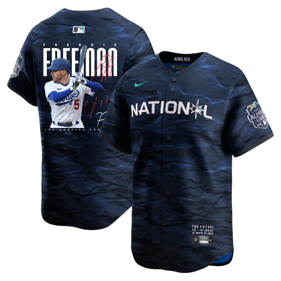 Freddie Freeman 5 Los Angeles Dodgers Signed Logo 2023 All-star Game Limited Player Men Jersey - Royal