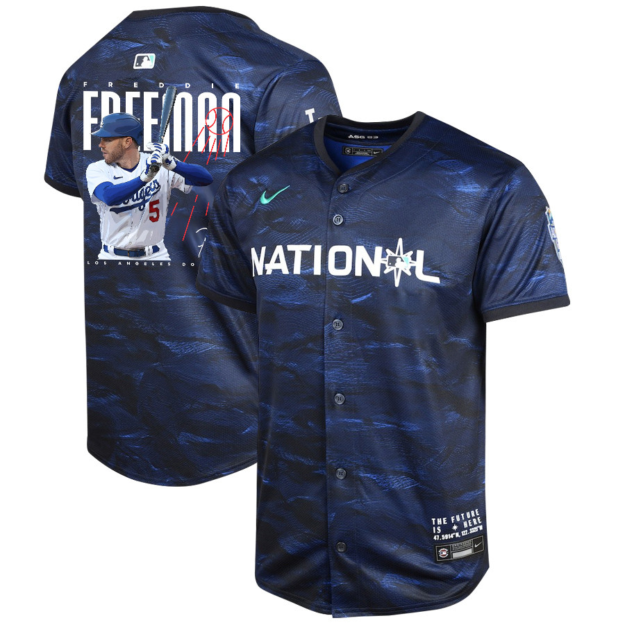 Freddie Freeman 5 Los Angeles Dodgers Signed Logo 2023 All-star Game Limited Player Youth Jersey - Royal