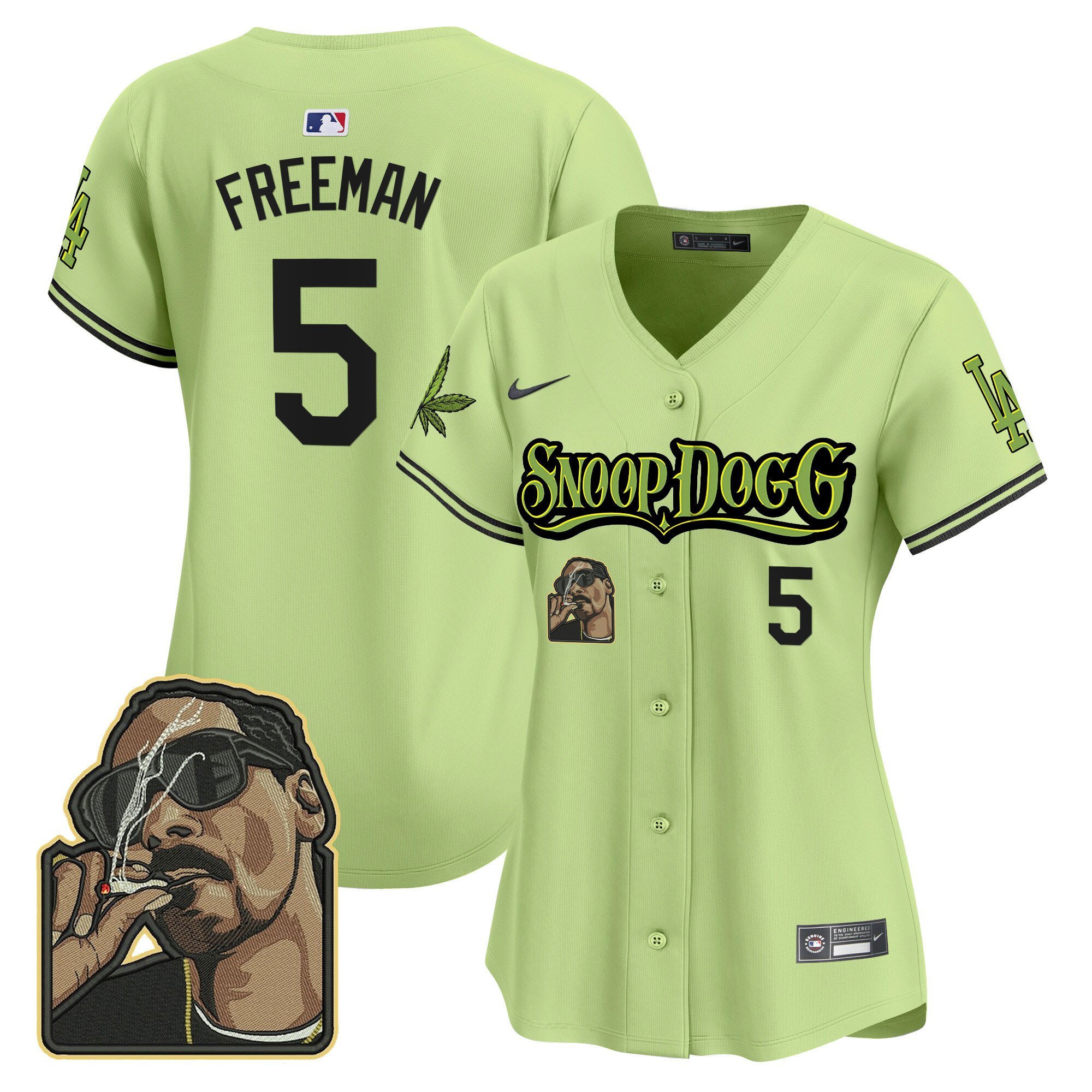 Freddie Freeman 5 Los Angeles Dodgers Snoop Dogg Women Jersey - Light Green
