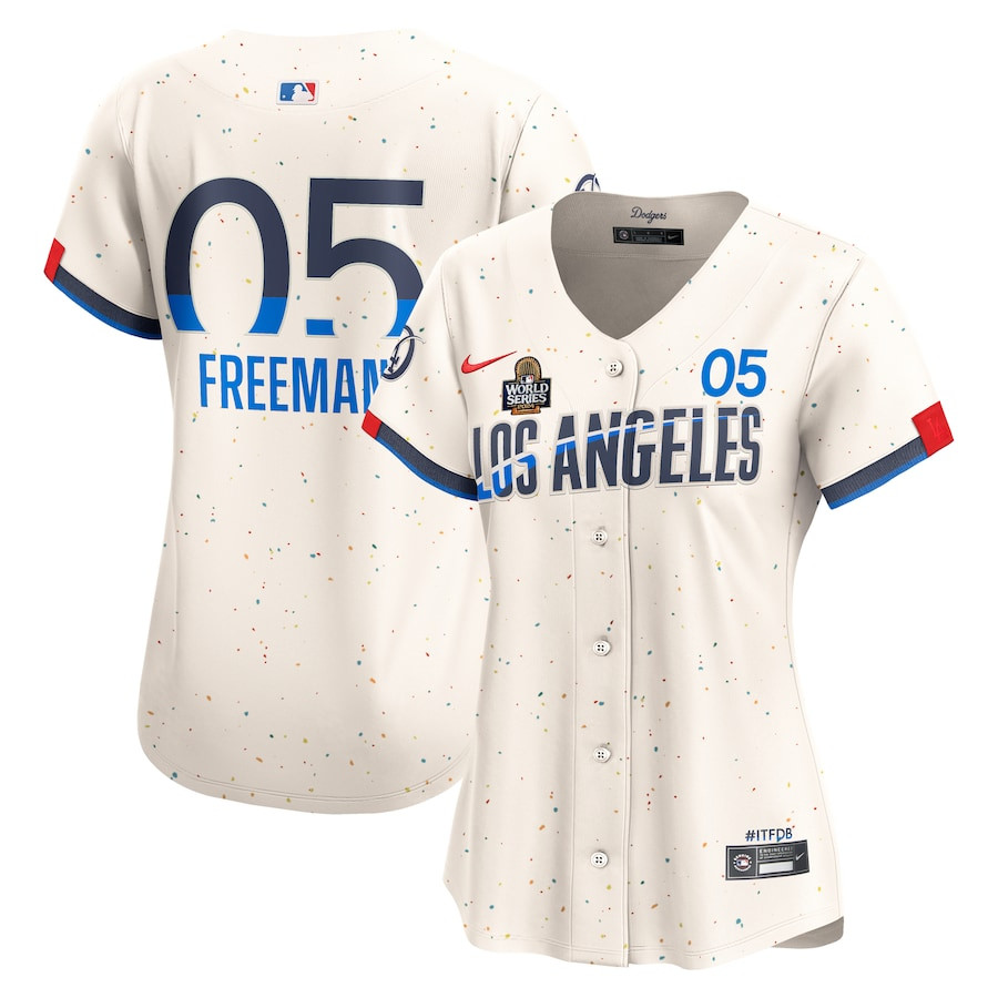 Freddie Freeman 5 Los Angeles Dodgers Women's 2024 World Series Champions City Connect Limited Player Jersey - Cream