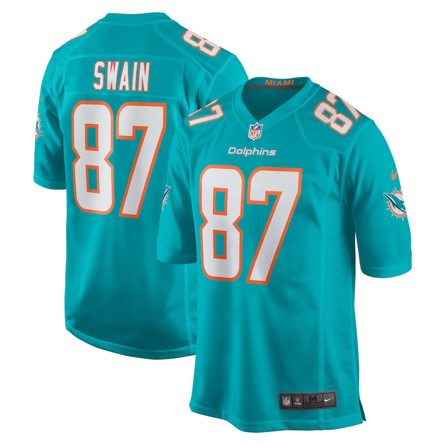 Freddie Swain 87 Miami Dolphins Game Men Jersey - Aqua Js7986
