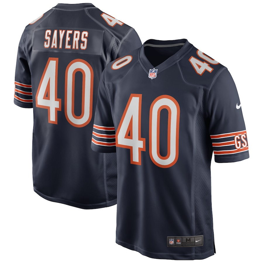 Gale Sayers 40 Chicago Bears Men Game Retired Jersey - Navy Js8783
