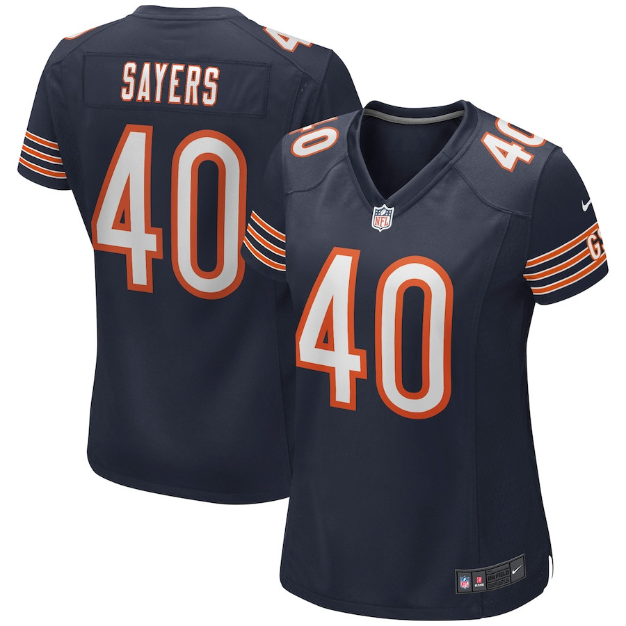 Gale Sayers 40 Chicago Bears Women Game Retired Jersey - Navy Js9265