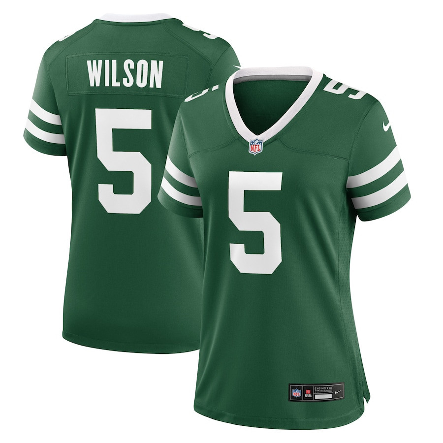 Garrett Wilson 5 New York Jets Game Jersey - Women, Green Js6131