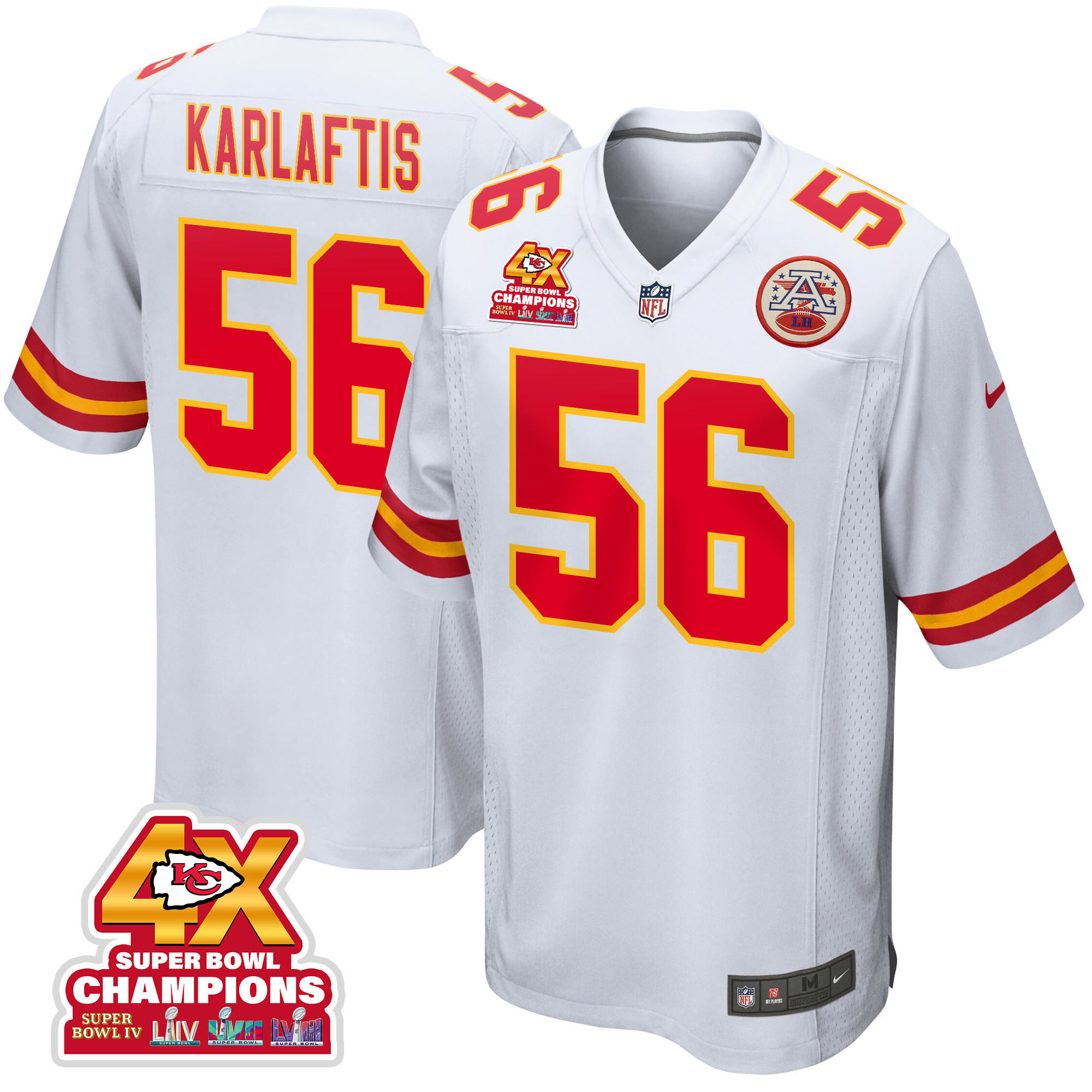 George Karlaftis 56 Kansas City Chiefs Super Bowl Lviii Champions 4x Game Men Jersey - White Js8847