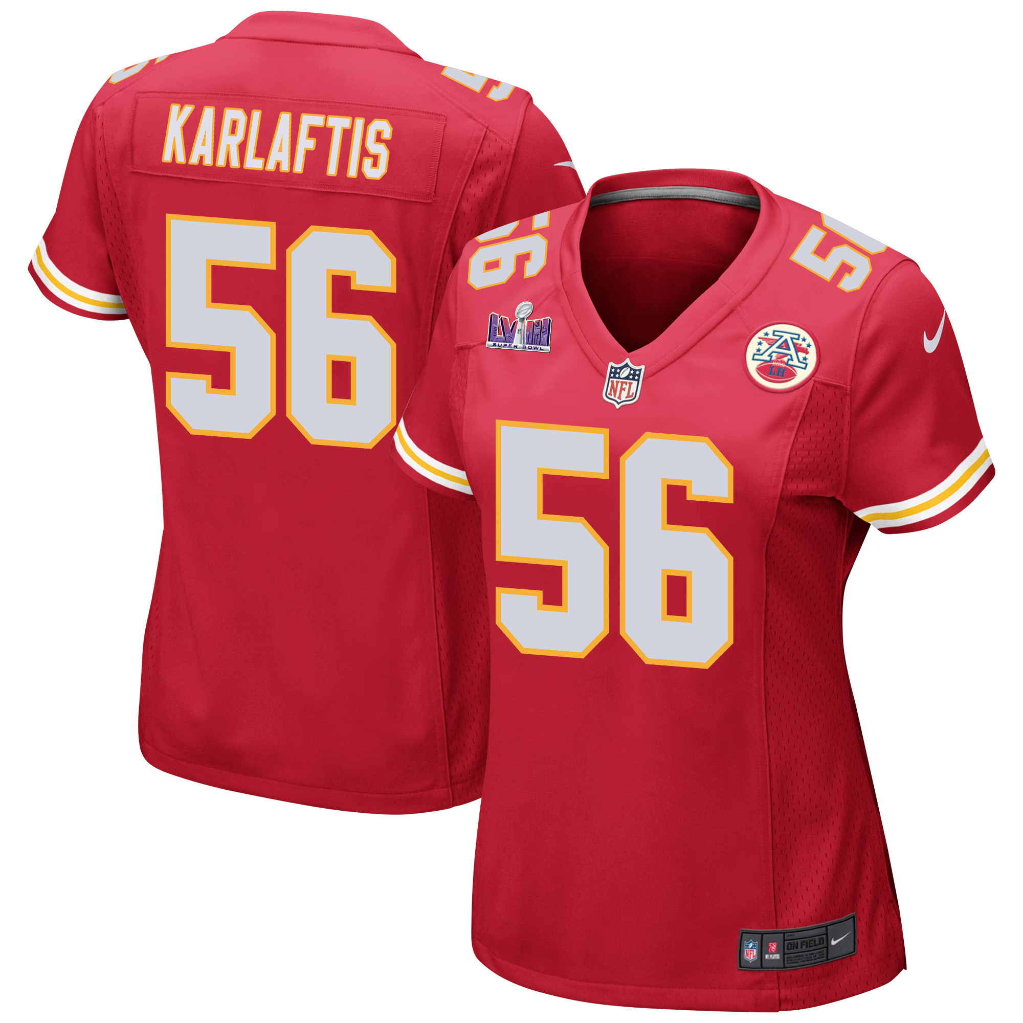 George Karlaftis 56 Kansas City Chiefs Super Bowl Lviii Patch Game Women Jersey - Red Js3419
