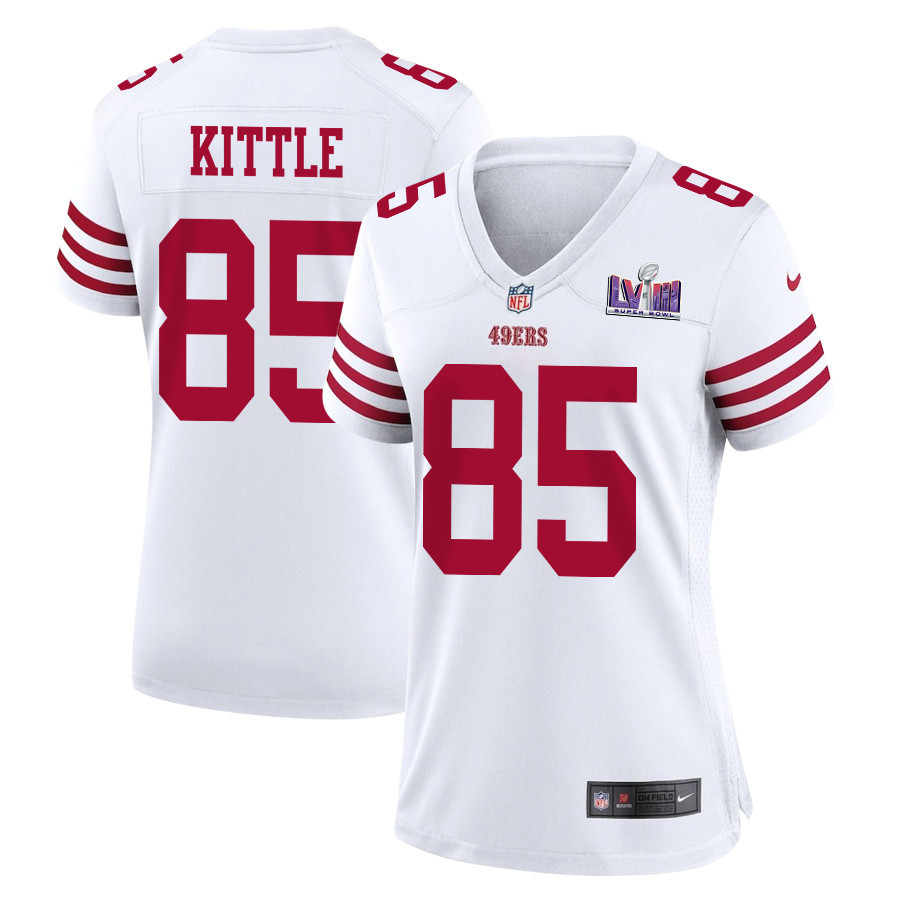 George Kittle 85 San Francisco 49ers Super Bowl Lviii Patch Game Women Jersey - White Js6674