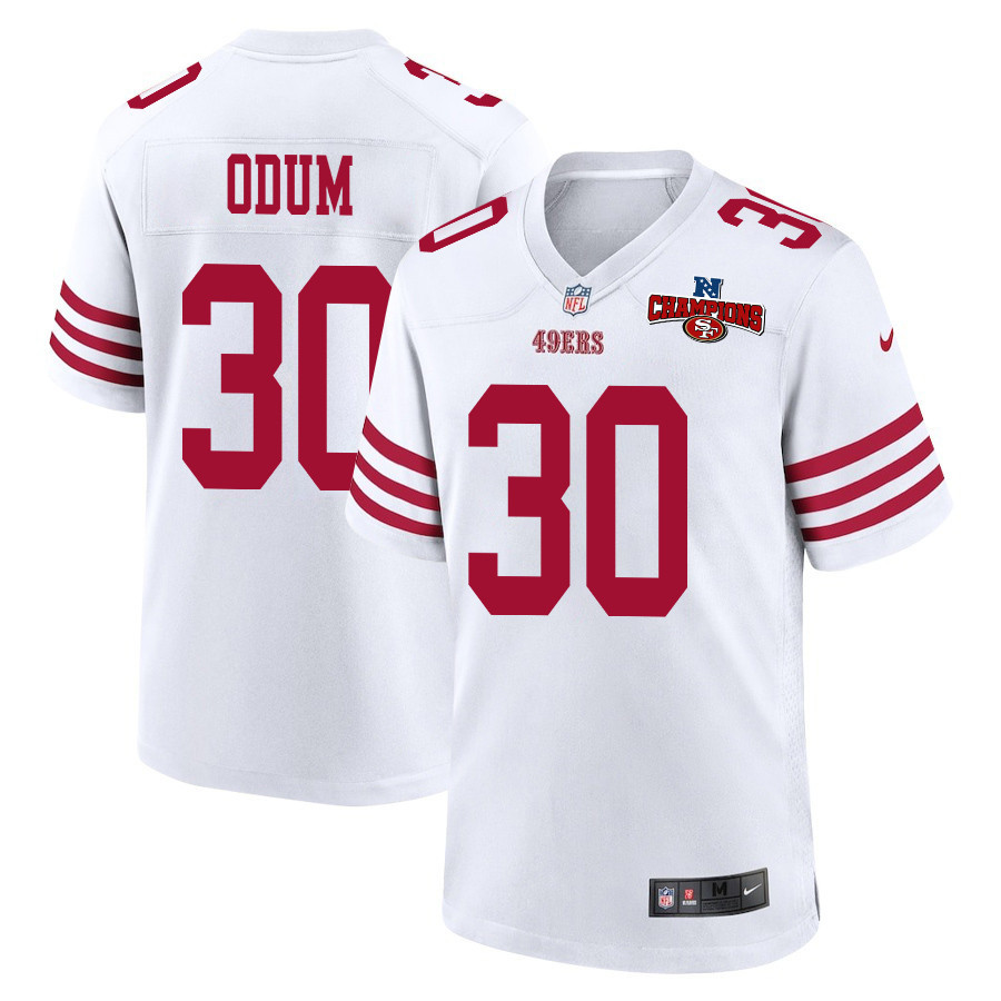 George Odum 30 San Francisco 49ers Nfc Champions Patch Game Men Jersey - White Js6105