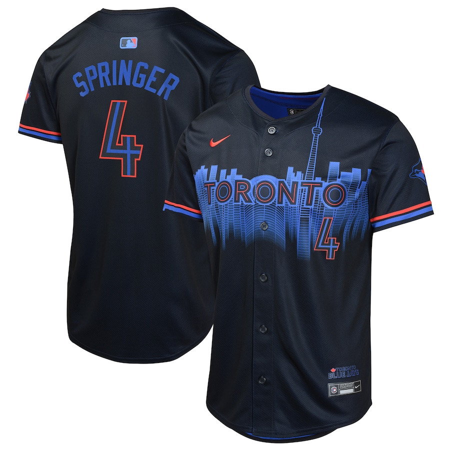 George Springer 4 Toronto Blue Jays 2024 City Connect Limited Youth Jersey - Navy