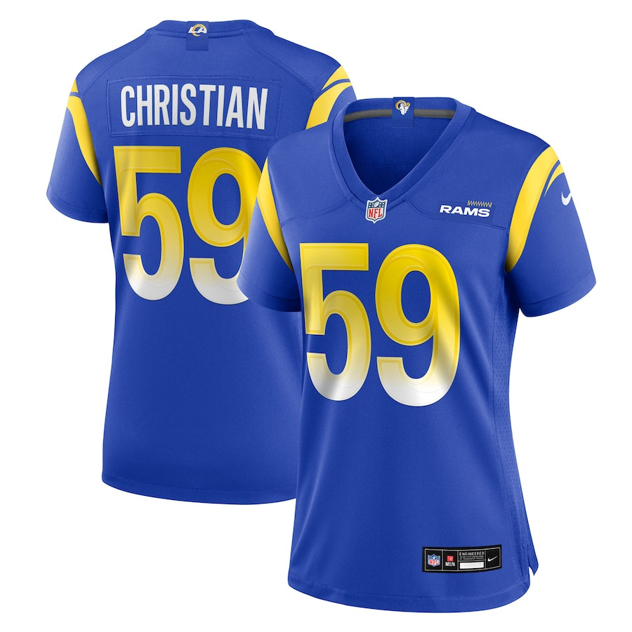 Geron Christian 59 Los Angeles Rams Women's Team Game Jersey - Royal Js7363