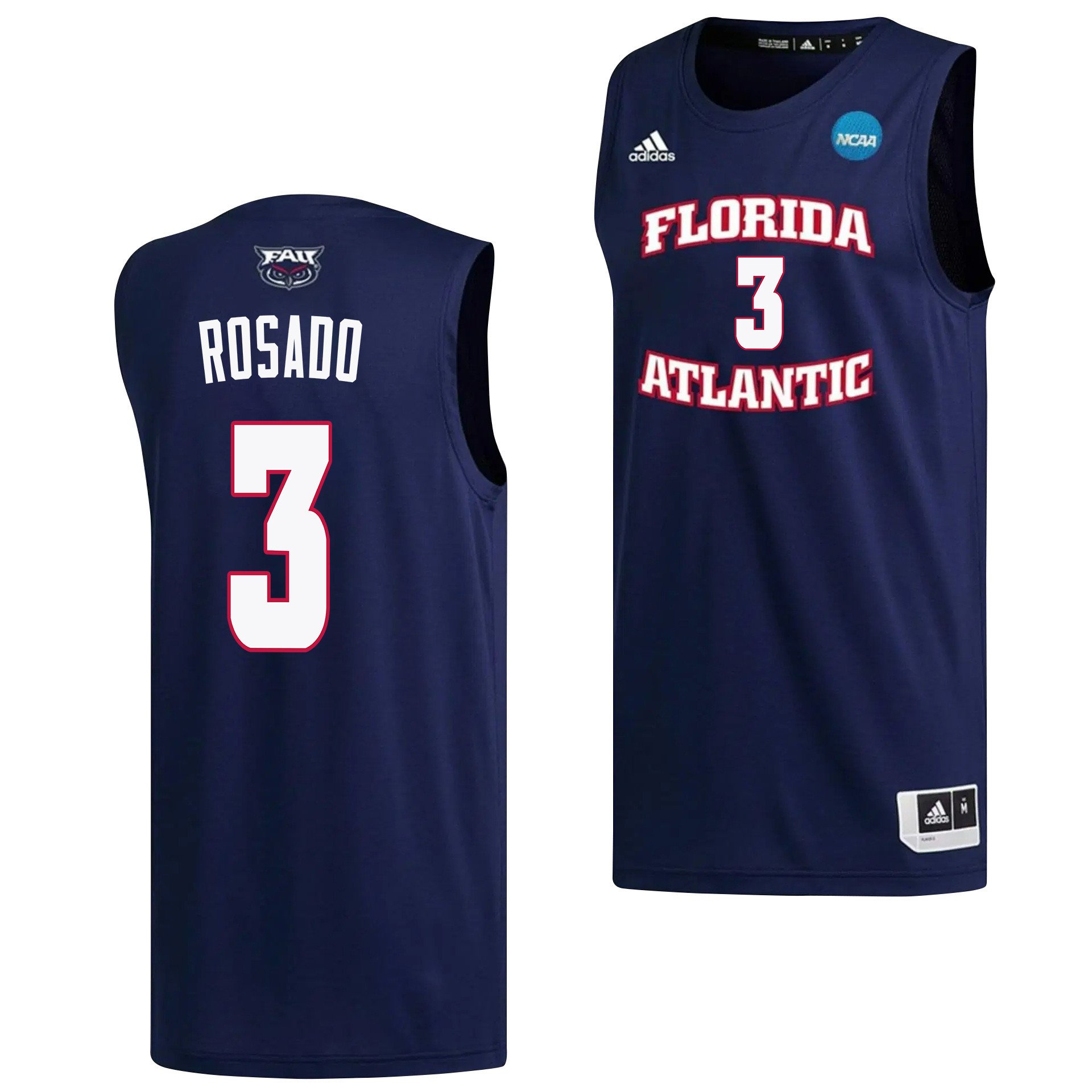 Giancarlo Rosado 3 Fau Owls 2023 March Madness Basketball Men Jersey- Navy