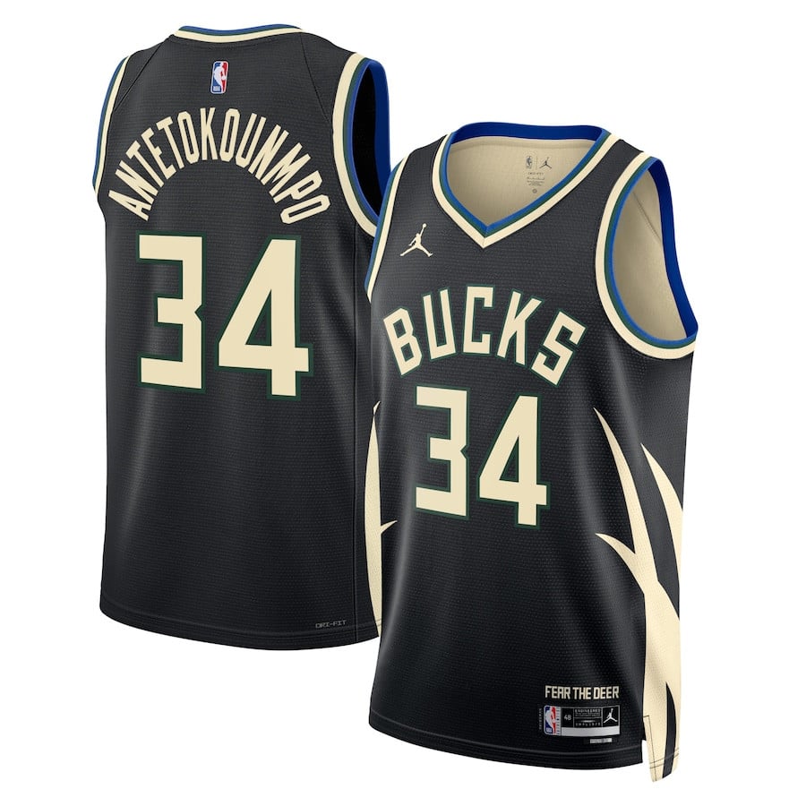 Giannis Antetokounmpo 34 Milwaukee Bucks Unisex Swingman Jersey - Statement Edition - Black