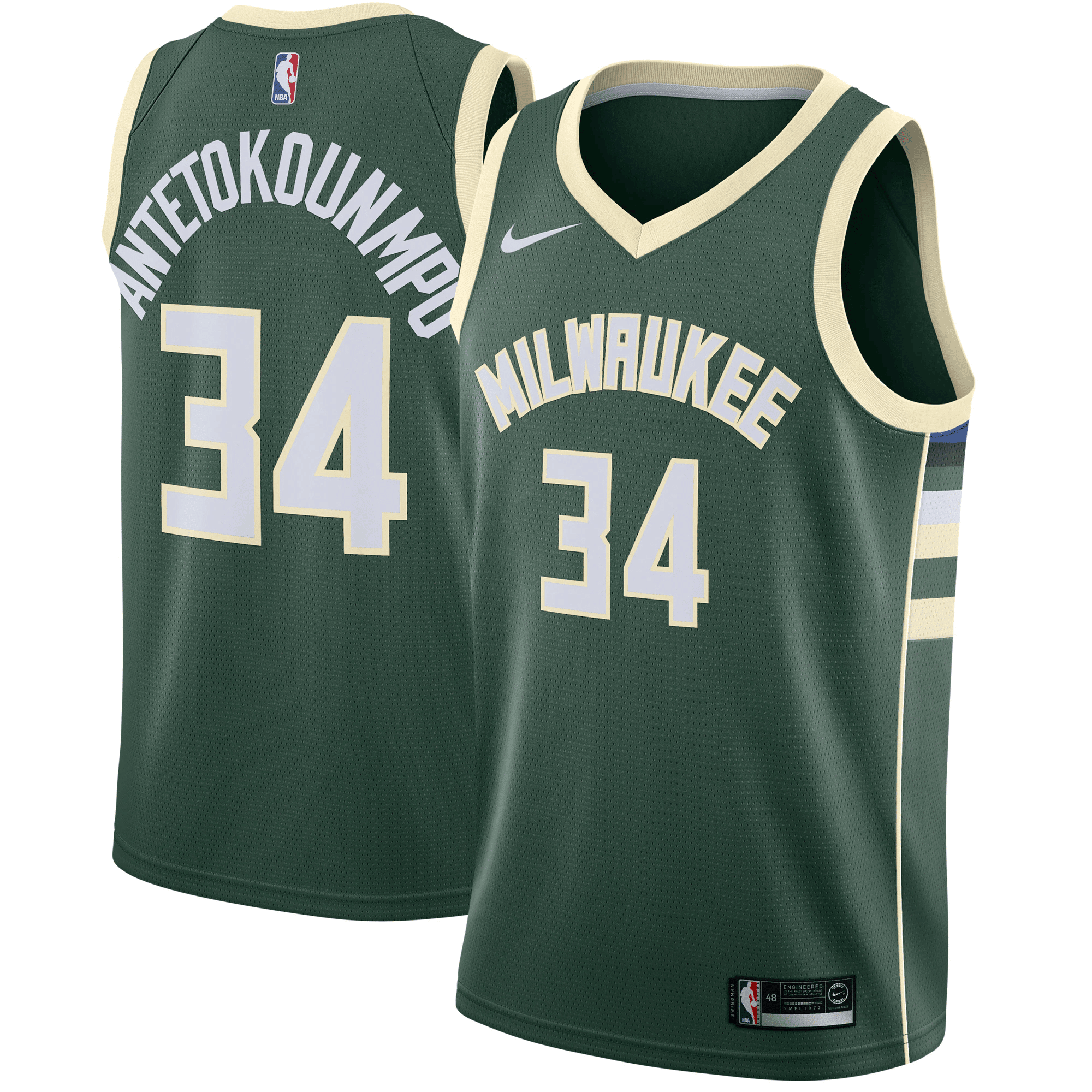 Giannis Antetokounmpo Milwaukee Bucks Swingman Jersey Green - Icon Edition Jersey
