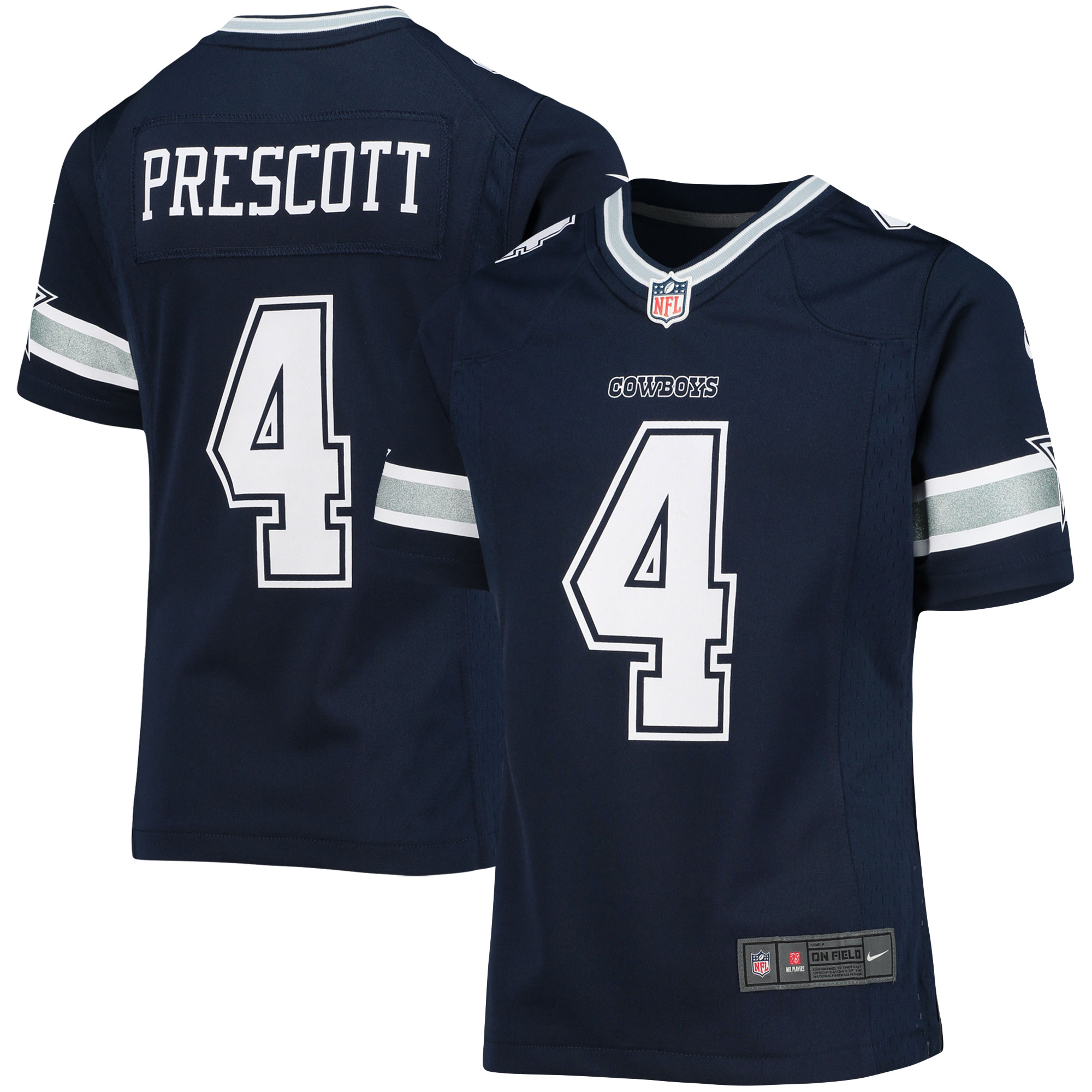 Girls Youth Dallas Cowboys Dak Prescott Navy Team Game Jersey Js9927