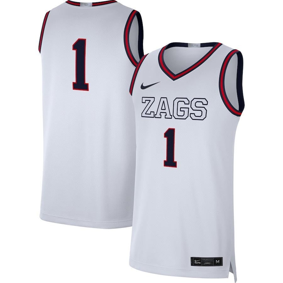 Gonzaga 1 Bulldogs Limited Basketball Jersey - White