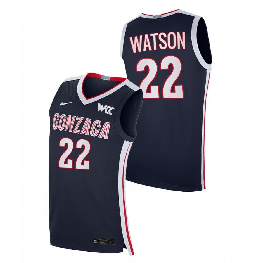 Gonzaga Bulldogs Anton Watson 22 2023 Navy College Basketball Elite Men Jersey