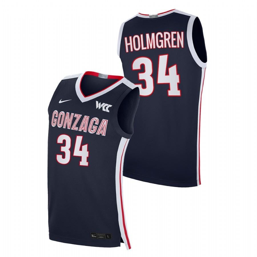 Gonzaga Bulldogs Chet Holmgren 34 2023 Navy College Basketball Elite Men Jersey