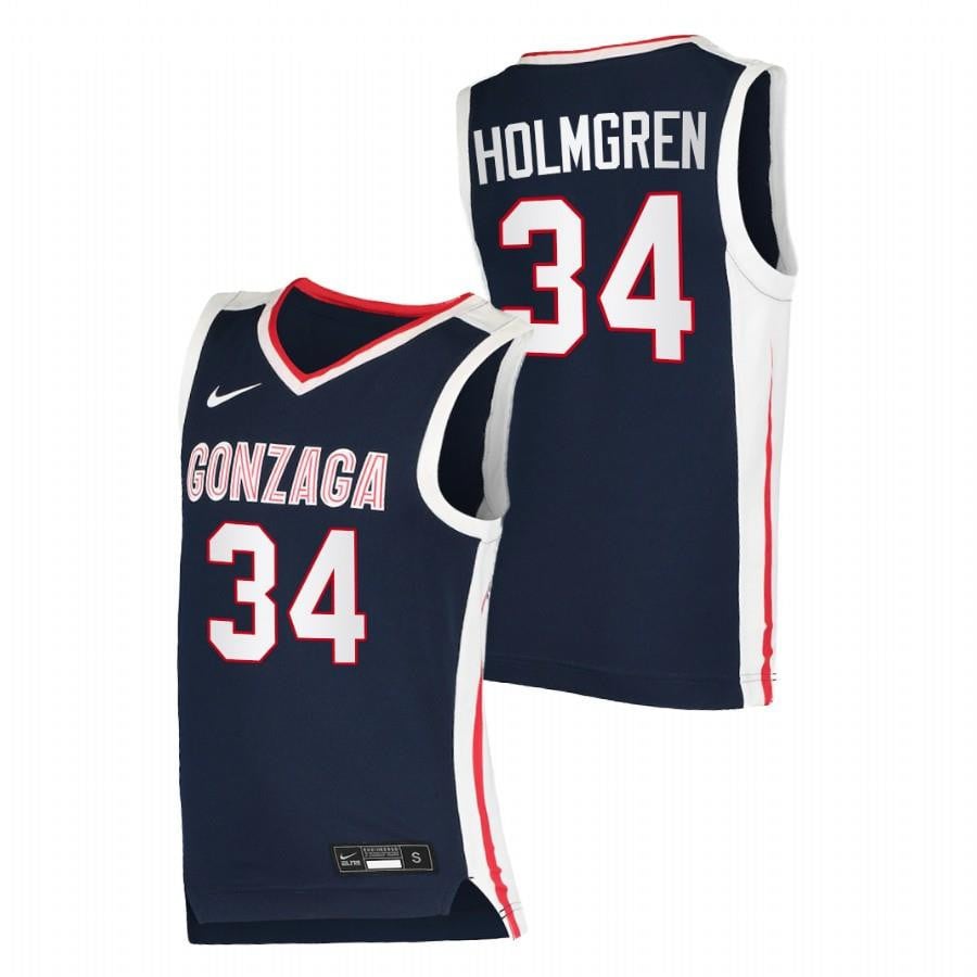 Gonzaga Bulldogs Chet Holmgren 34 Navy 2022 Draft Top Prospect Elite Jersey