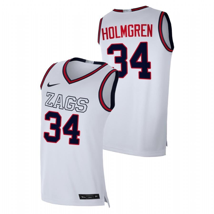 Gonzaga Bulldogs Chet Holmgren 34 White 2022 Draft Top Prospect Jersey