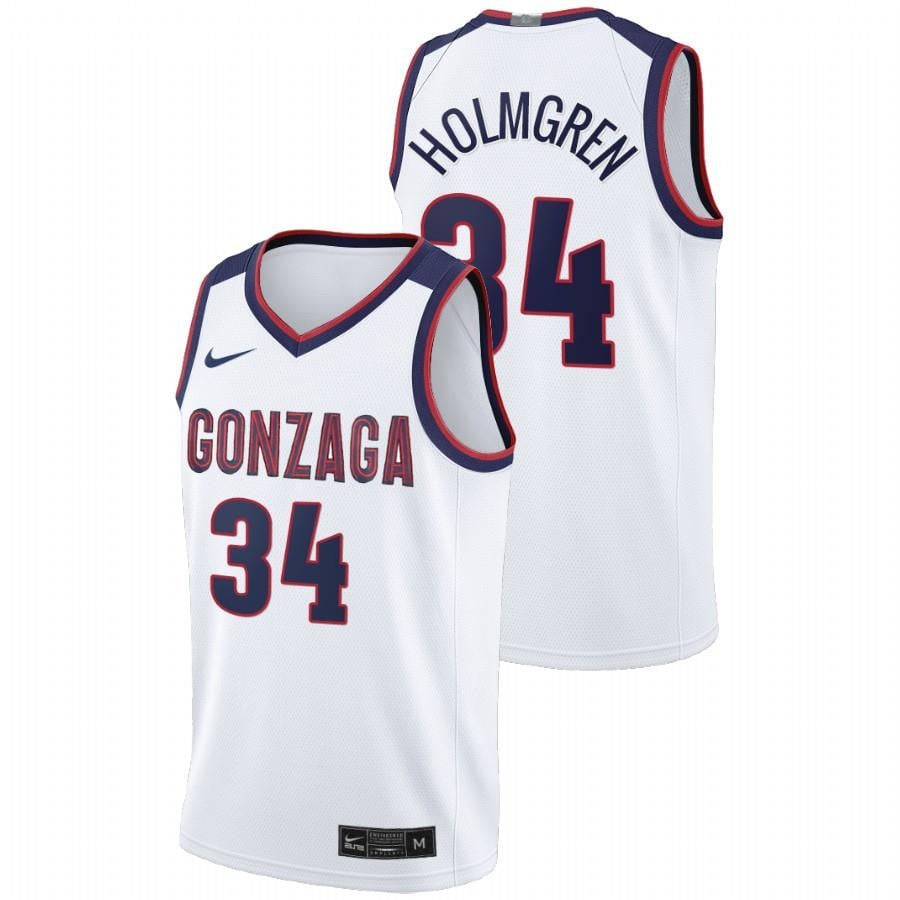 Gonzaga Bulldogs Chet Holmgren 34 White Home 2022 Draft Top Prospect Jersey