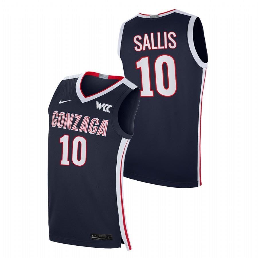 Gonzaga Bulldogs Hunter Sallis 10 2023 Navy College Basketball Elite Men Jersey