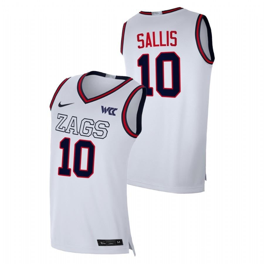Gonzaga Bulldogs Hunter Sallis 10 2023 White College Basketball Men Jersey