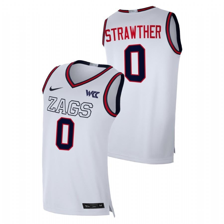 Gonzaga Bulldogs Julian Strawther 0 2023 White College Basketball Men Jersey