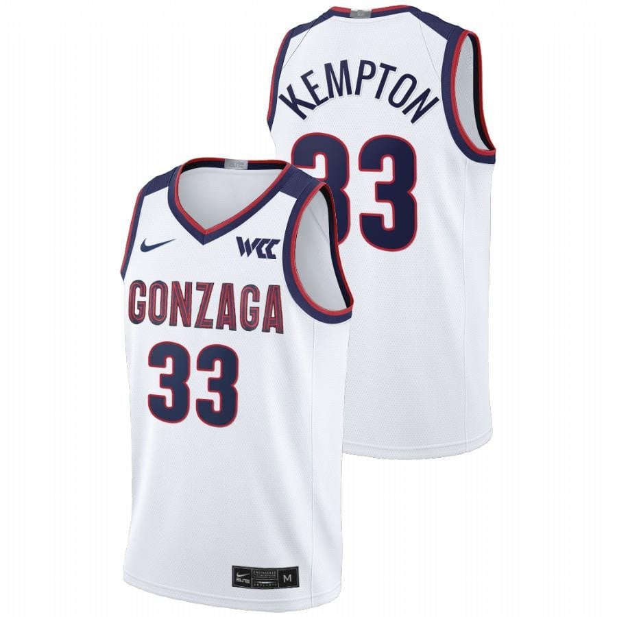 Gonzaga Bulldogs Melody Kempton 33 White 2022 Wcc Tournament Mop Men Jersey