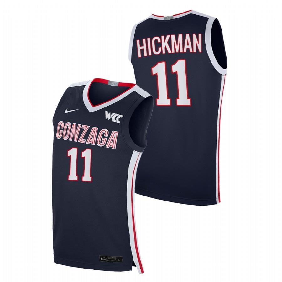 Gonzaga Bulldogs Nolan Hickman 11 2023 Navy College Basketball Elite Men Jersey