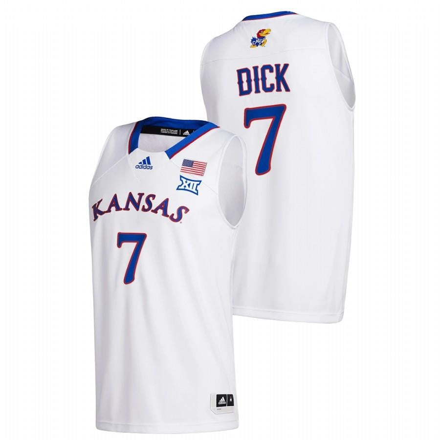 Gradey Dick 37 Kansas Jayhawks White College Basketball Class Of 2022 Jersey