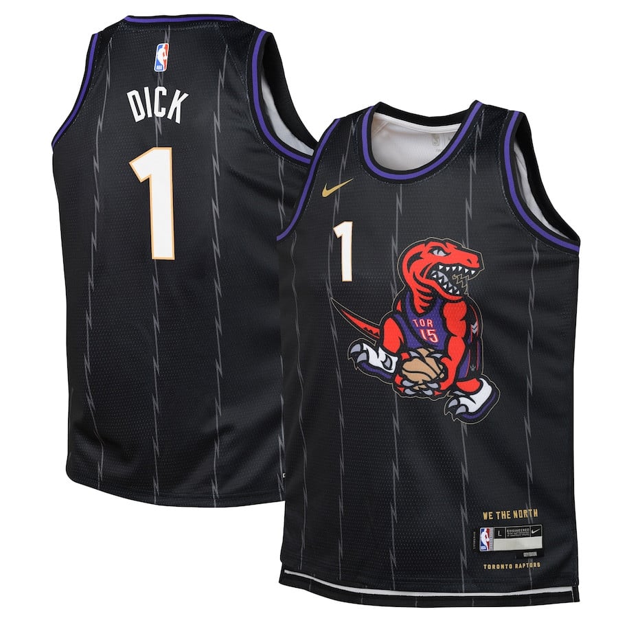 Grady Dick 1 Toronto Raptors 2024/25 Swingman Player Youth Jersey - City Edition - Black