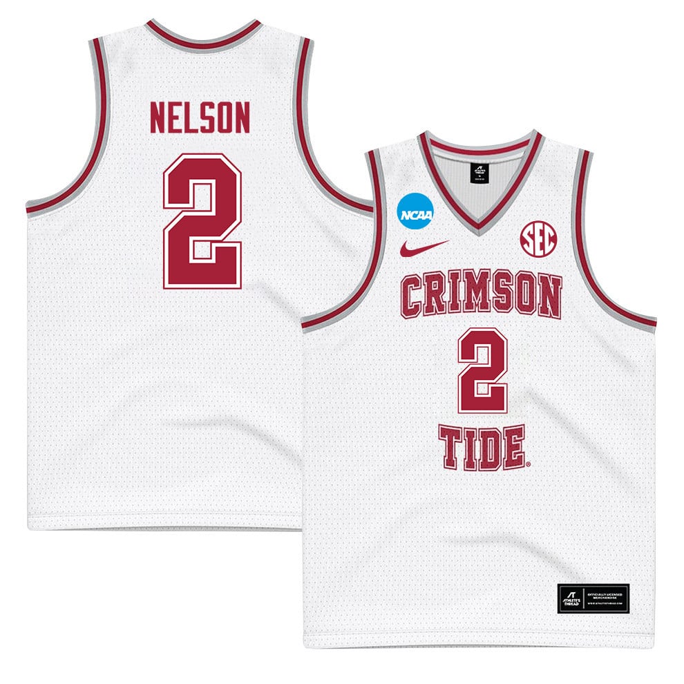 Grant Nelson 2 Alabama Crimson Tide 2024 Men's Basketball Jersey - White, Unisex Jersey