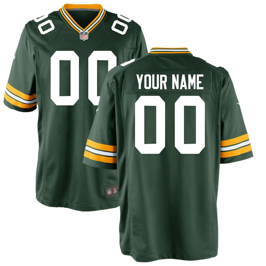 Green Bay Packers Youth Custom Game Jersey - Green Js2246