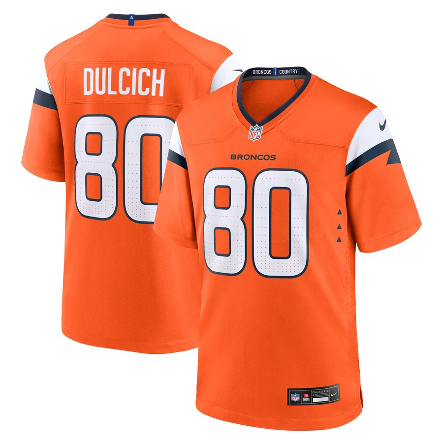 Greg Dulcich 80 Denver Broncos Team Game Men Jersey - Orange Js8196