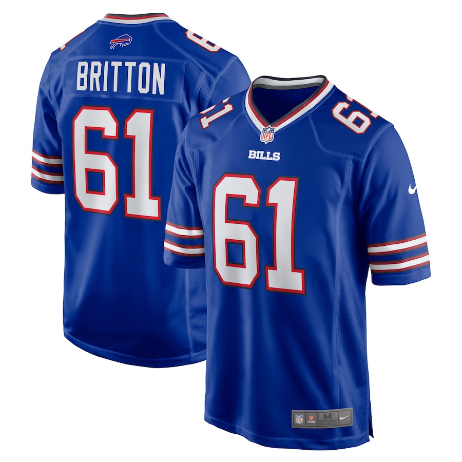 Gunner Britton 61 Buffalo Bills Game Men Jersey - Royal Js6642